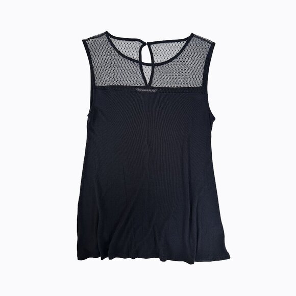 Victoria's Secret Black Tank Top Sz S Sheer Lace Keyhole Y2K 90s Fairy Grunge - Picture 1 of 6